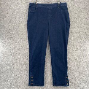 Chicos Jeans Womens 1.5 US 10 Blue Dark Wash Denim Girlfriend Slim Ankle Pull On